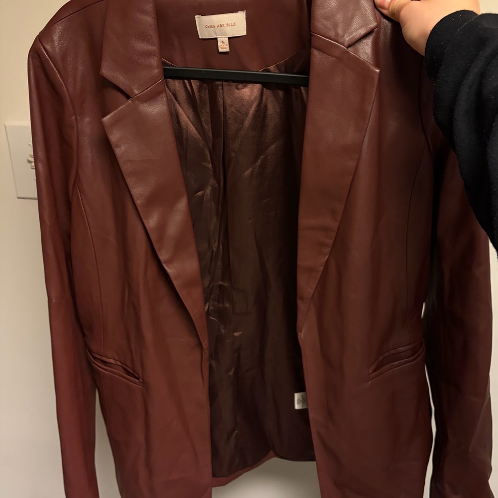 Faux Leather Blazer